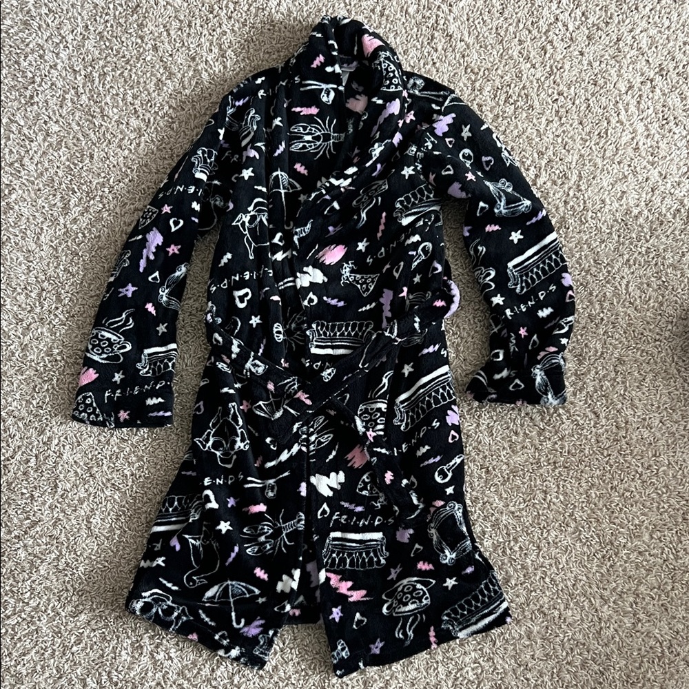 FRIENDS Black and Pink Plush Kids Robe